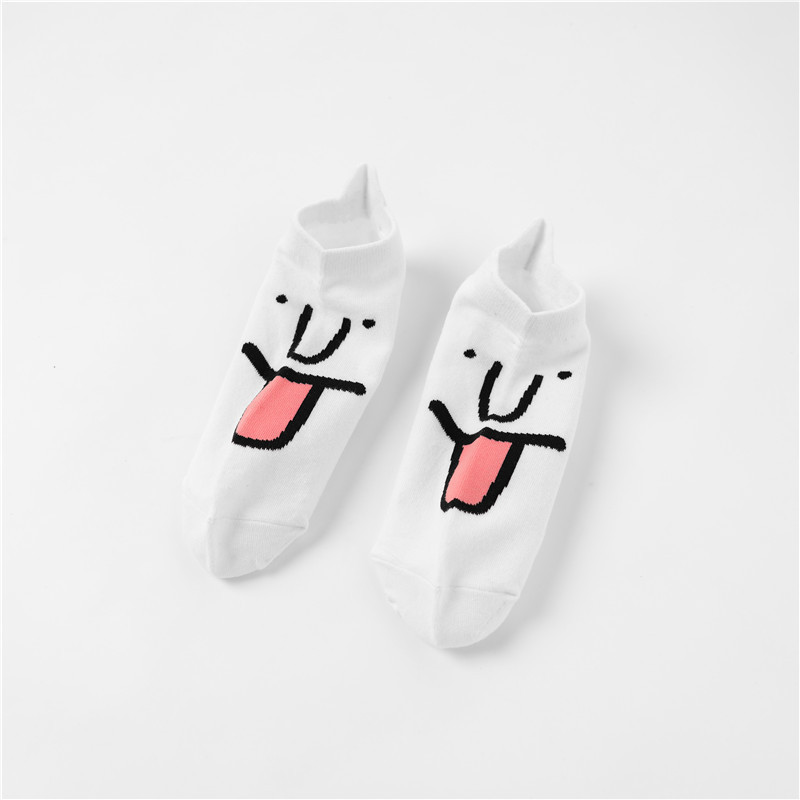 Creative Spring And Summer Socks Funny Face Personality Breathable Unisex Socks Shallow Mouth To Help Low-boat Socks Wholesale